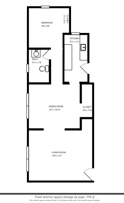 691 seward 1 bed STD floorplan